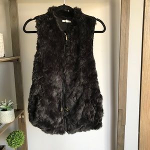Maurices Black Furry Fuzzy Vest